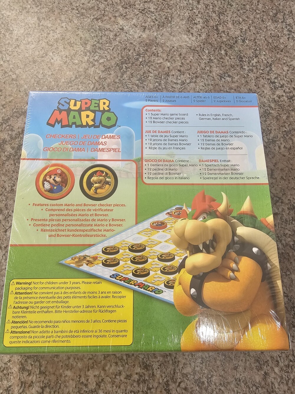 SUPER MARIO CHECKERS (MARIO VS BOWSER) BOARD GAME BRAND NEW - Picture 3 of 5